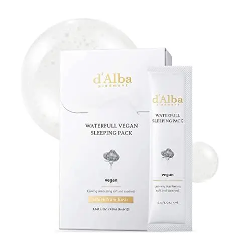 Produktbild: d'alba Italienisches White Truffle Waterfull Vegan Sleeping Pack 12 Stück, nicht abwaschbare Nachtserummaske