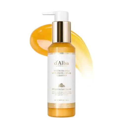 Produktbild: d'alba Piedmont Reinigungscreme mit italienischem weißem Trüffelrücklauföl, vegane Hautpflege, einfache Reinigung in einem Schritt für Talg und Make-up-Entfernung