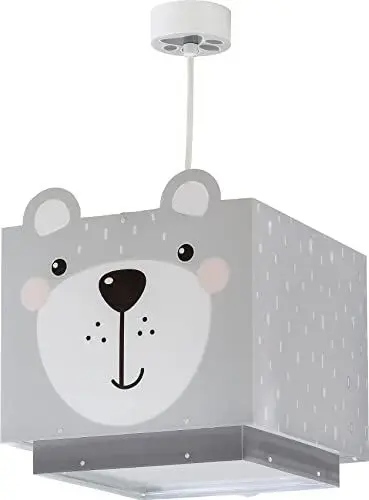 Produktbild: Dalber Lampe kinderzimmer, kinderlampe Pendelleuchte Hängelampe, Deckenleuchte Kinder, Deckenlampe kinderzimmer Little Teddy Bär Tiere Grau, 64572, E27