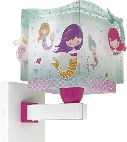 Produktbild: Dalber kinder Wandlampe, Kinderlampe Wandleuchte Mermaids Meerjungfrauen, kinder zimmer leuchte lampenschirm, Türkis