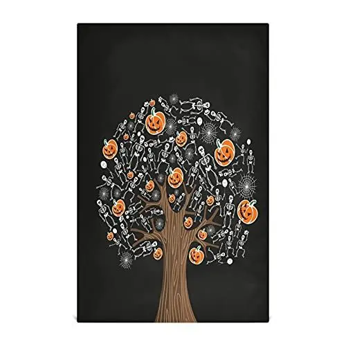 Produktbild: Dallonan Geschirrtücher für die Küche, zum Geschirrspülen, Halloween, Skelett, Kürbisbäume, Polyester, weich, saugfähig, Geschirrtücher für Küche, Handtücher, Geschirrtuch, 71,1 x 45,7 cm, 1 Stück