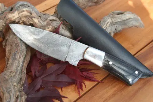 Produktbild: Damast Büffelhorn Küchenmesser Damaststahlküchenmesser