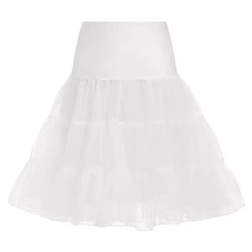 Produktbild: IMEKIS Damen 1950er Retro Petticoats A-Linie Rockabilly Tutu Rock mit R?schen Saum Knielang Crinoline Unterrock Halbrock Hochzeit Brautkleid Wei? M