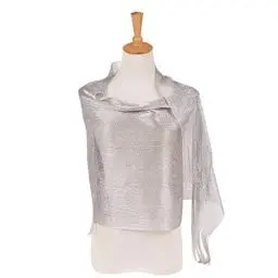 Produktbild: Damen Abend Wrap Stola Schal Elegant für Hochzeit, Partys, Brautjungfer, Prom Schal Damen Lange Schal Geschenk Mode Shinning Leichte Reizende Quaste Schals iSpchen Silber EINWEG