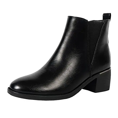 Produktbild: Damen Absatzschoner High Heels Halbschuhe Damen Stiefel mit seitlichem Reißverschluss und dickem Absatz für Damen, Stiefeletten, Spitze Zehen, Kurze Stoffschuhe Damen Damenschuhe Elegant (Black, 40)
