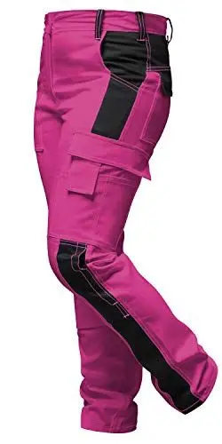 Produktbild: Damen Arbeitshose komplett Stretch für Frauen Bundhose mit Kniepolstertaschen - Pink-Schwarz. Größe: 50