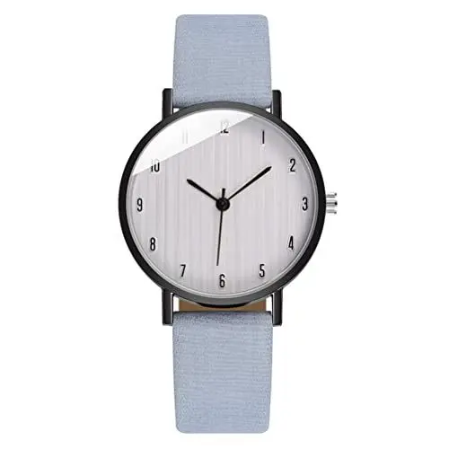 Produktbild: UKCOCO Damen Armbanduhr Lederarmband Uhr Edelstahl Leder Uhr Leicht zu lesen Uhr große Zifferblatt Zahl Uhr Damen Blue, 0.8X4X23.8cm, Blauen