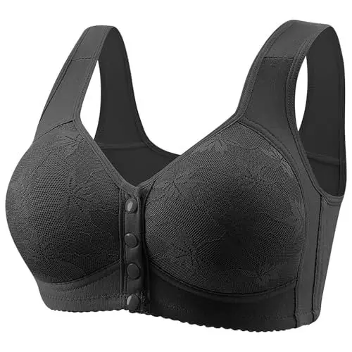 Produktbild: Damen BH ohne Bügel Große Brüste Starker Halt Damen-BHS Sale Sexy Bustier Push Up BH Vorderverschluss Klassische Bralette Angebote Bralette Bequeme Bra Warehouse Deals Angebote Schwarz 5XL