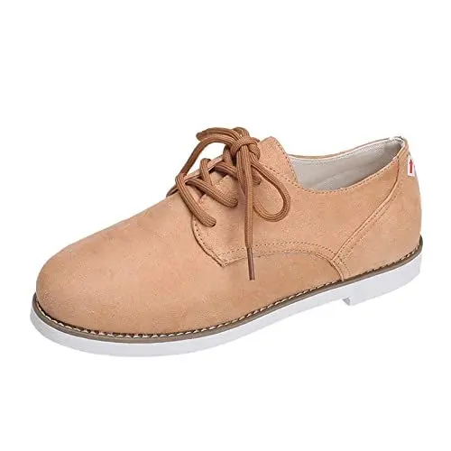 Produktbild: Damen Ballerinas Groundies BarfußSchuhe Damen Damen im britischen Stil, modisch, einfarbig, Samt, runder, Bequeme, Flache Freizeitschuhe Barfuss Ballerina Damen Schuhe OrthopäDische (Khaki, 41)