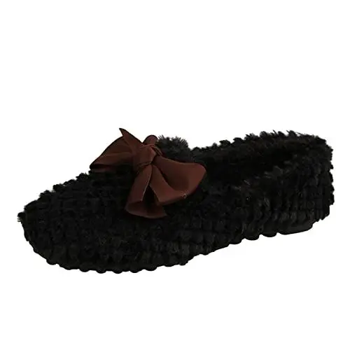 Produktbild: Damen Ballerinas Groundies BarfußSchuhe Damen Samtschuhe Plus Single Size Schuhe Baumwolle Flache Lässige Damen Große Warme Freizeitschuhe Hochzeitsgast Damen Dirndl Schuhe Festliche (Black, 41)