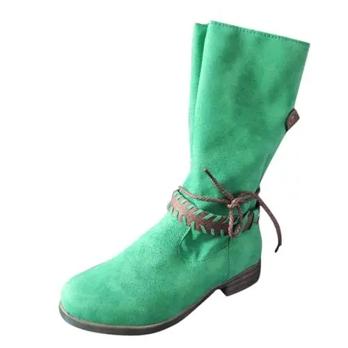 Produktbild: Damen Ballerinas Groundies BarfußSchuhe Damen Stiefel mit Reißverschluss, einfarbig, Mid-Up, lässig, Absatzfarbe, Damenstiefel Turnschuhe Damen Barfuss Hausschuhe Damen (Green, 40)