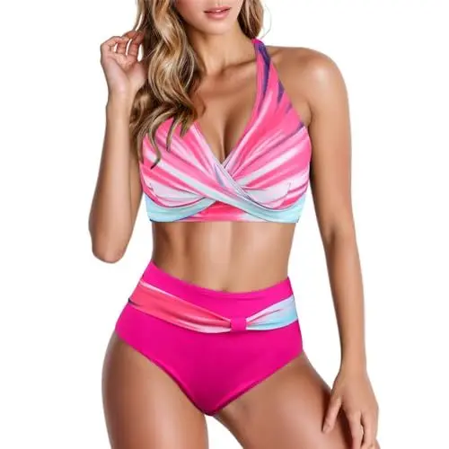 Produktbild: Damen Bikini Set Sexy Push Up Badeanzug Zweiteilige, Carmen Atmungsaktiv Bikini Damen Bauchweg Große Brüste Tank Bikini Fashion 2024 Bikini Damen Set Triangel Durchbräunend