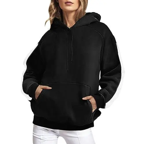 Produktbild: Uwdiohq Damen Billige Hoody Mit Kapuze XXXL Flausch Pullover Fuer Longjacke Sweatshirt Jungen 152 Baumwoll Sweatjacke Uebergangsjacke Schwarz Sale Angebote Bestellung