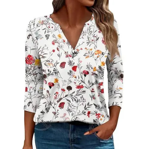 Produktbild: Damen Blusen Camouflage Oberteil Shirts Bluse Tuniken Große Größen Ärmellose Rüschen Longsleeve Tshirt 3/4 Arm
