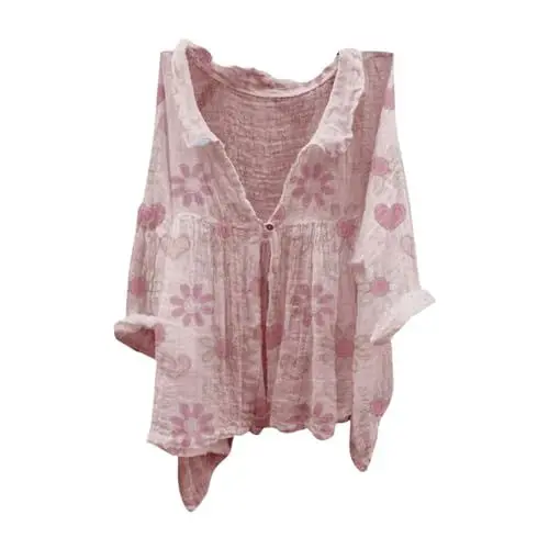 Produktbild: Damen Blusen Kurzarm Sommer, Leinenbluse Leinen Shirt Leinenhemd Langarm Tshirt V Ausschnitt Bluse Tunika Große Größen Oberteile Sommeroberteile Sommerblusen Leicht Warehouse Deals Angebote