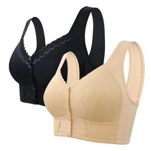 Produktbild: Damen Bustier Baumwolle Activewear-Sets FüR Damen -BH für Senioren, atmungsaktiver BH mit Frontverschluss für Senioren, bügellose BHS für ältere BH GroßE BrüSte Starker Halt Sexy BH DüNne (BK3, 58)