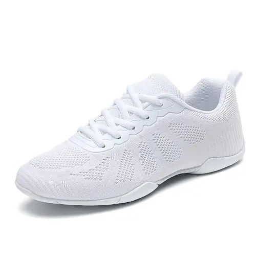 Produktbild: Damen Cheerleading Mädchen Cheerleadingschuhe Tanzschuhe Schuhe Schnürschuhe Weiß Training Schuhe Outdoor Sportschuhe Walkingschuhe Fitness Gymnastik Yoga Tanzschuhe Weiß 36EU