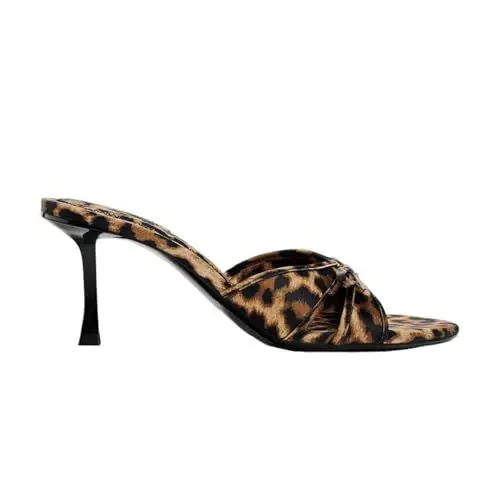 Produktbild: Damen Chic Leopard Print Bow High Heel Sandalen - Sommer Stiletto Slippers Party Dress Buro Schuhe für Frauen Damen Mädchen Leopard Große 38