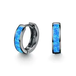 Produktbild: Damen Creolen Ohrringe 925 Sterling Silber Opal Ohrringe Kleine Creolen Kreis Ohrringe Opal Schmuck Geschenke für Mama Frauen Kinder