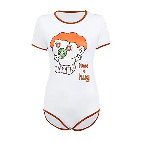 Produktbild: Damen Erwachsene Body ABDL DDLG Kleidung Kurzarm Papas Dessous Neuheit Strampler Nachtwäsche Onesie Pyjama Teddy Shorts Overall Trikot Schlafanzüge Baby S