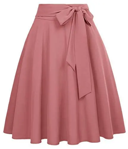 Produktbild: Damen Faltenrock Hohe Taille Basic Skirt Flared A-Linie BP561-17 L