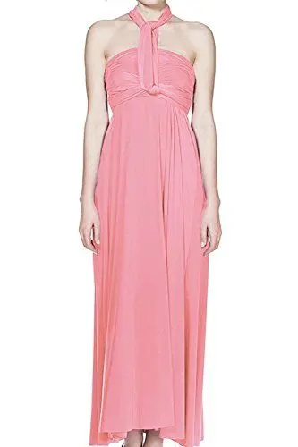 Produktbild: Damen Frauen Elgant V-Ausschnitt Brautjungfernkleid Infinity Abendkleid Geknotetem Multiway Rückenfrei Neckholder Cocktailkleid Rosa L