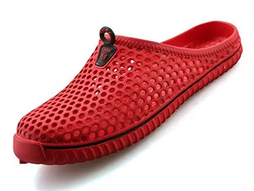 Produktbild: Damen Gartenclogs Pantoletten Herren Sommer Atmungsaktiv Hausschuhe mit rutschfest Sohle Rot Gr.37
