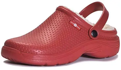 Produktbild: Damen Gartenschuhe Pantoffeln Clogs Gefüttert Slipper Sandalen, 40 EU, Rot