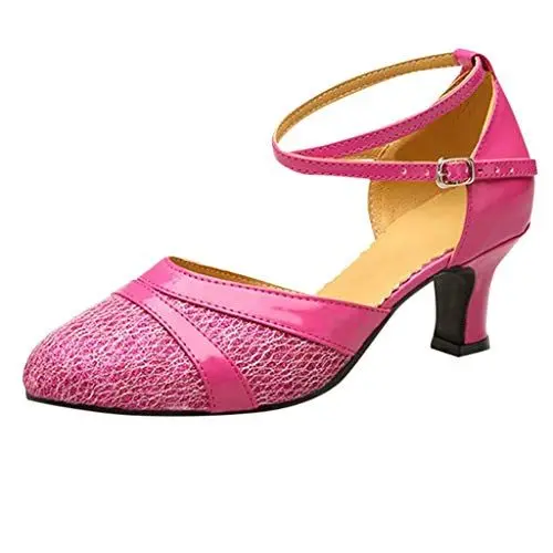 Produktbild: Damen Glitzer Sandalen Pumps Blau Schuhe Frauen Ballsaal Tango-lateinamerikanische -Tanzschuhe Pailletten Schuhe soziale Schuhe Laufschuhe Damen Schwarz Pretty Ballerinas Damen (Hot Pink, 39)