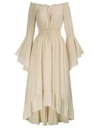 Produktbild: SCARLET DARKNESS Steampunk Wikinger Kostüm Damen Halloween Karneval Festlich Vampir Maxikleid Aprikose M