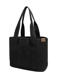Produktbild: Damen Groß Handtasche mit Laptopfach Canvas Satchel Tote Bag Schultertasche Shopper Tasche für Arbeit Bücher Alltag Lehrertasche schwarz Large