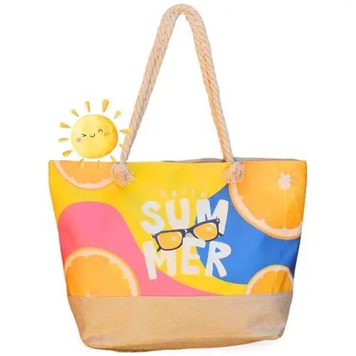 Produktbild: Große Damen Umhängetasche Sommer 2023 Shopper Bag Tote Medium Reißverschluss Rucksack Reise Pool Originelle Geschenke Für Frauen Strand Urlaub Kulturbeutel Baumwolle Seil, Sommer, 52.5x34cm