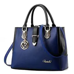 Produktbild: Damen Handtaschen Schwarz groß taschen Leder moderne damen handtasche gross schultertasche Frauen Umhängetasche (Blau)