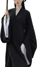 Produktbild: Damen Hanfu-Kleid, traditionelles chinesisches antikes Kostüm, Han-Dynastie, Weite Ärmel, Lange Robe, Kreuzkragen, Kleidung, Outfit (Color : Black, Size : One Size)