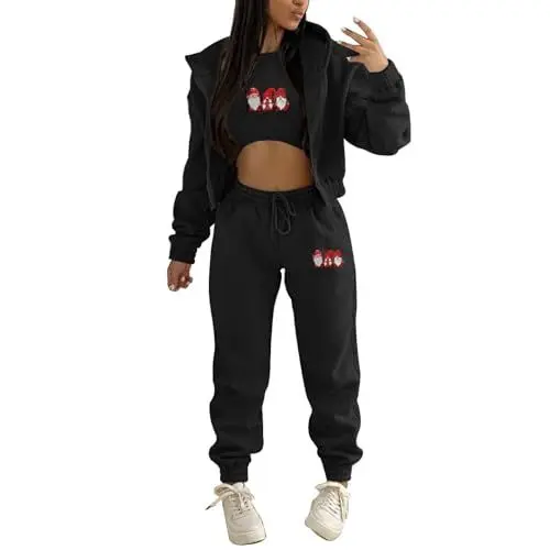 Produktbild: Damen Hausanzug 2-Teilig Warm Kleidung Mit Taschen Herbst Tracksuits Fitnessanzug Sportbekleidung Frauen Sets Suit Jogginganzug Sweatjacke und Sweatpants Outfits Sportanzug