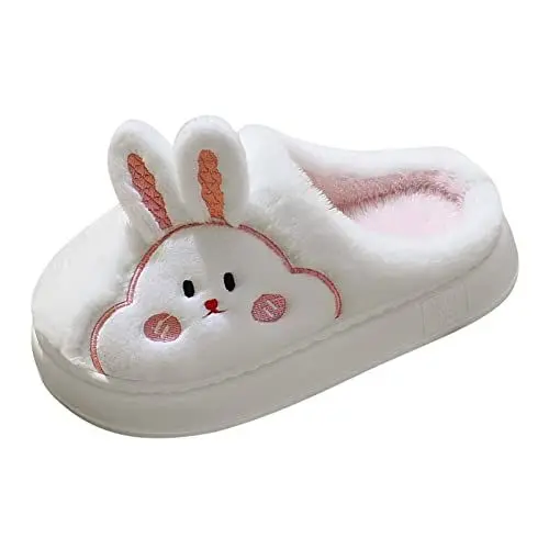 Produktbild: Damen Hausschuhe 40 My Slippers Sauna Schlappen Paar Frauen Dicke Unterseite Baumwolle Hausschuhe und Winter Zuhause Niedlichen Kaninchen Bequeme Damen Hausschuhe Geschlossen Pantoletten (White, 39)