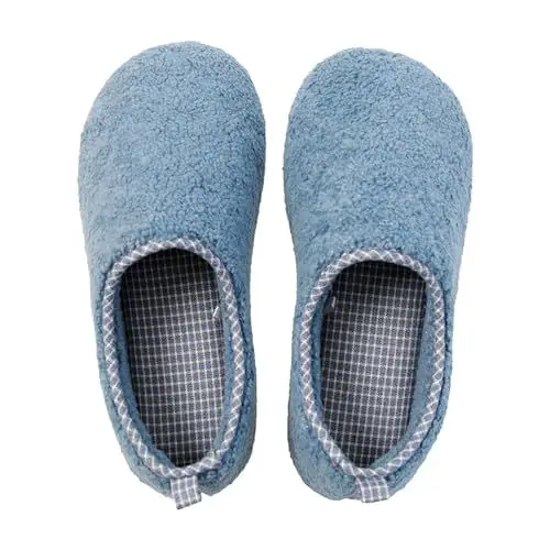 Produktbild: Damen Hausschuhe Warm Lammfell Pantoffeln Damen Gemütliche Flauschige Hausschuhe für Damen, warme Memory-Schaum-Hausschuhe mit geschlossener Rückseite Lammfell Hausschuhe Hausschuhe Kinder (Blue, 42)