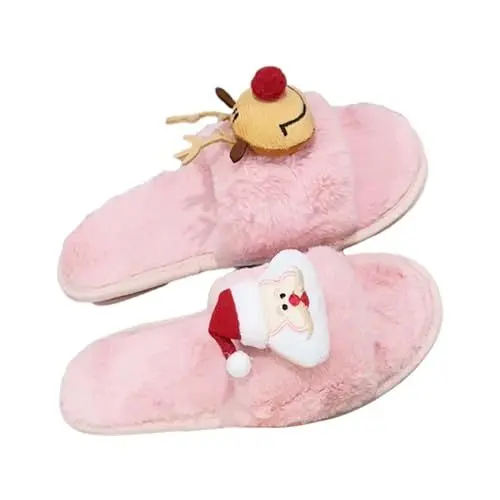 Produktbild: Damen Hausschuhe Weihnachten Plüsch Pantoffeln Warm Weich Bequem Plüsch Herren Winter Memory Foam Innen Wärme Schuhe rutschfeste Slippers Unisex