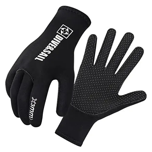 Produktbild: Damen Herren 3mm Tauchhandschuhe Neopren Handschuhe Warmer Vollfinger zum Tauchen Surfen Motorboot 082 (M, schwarz)