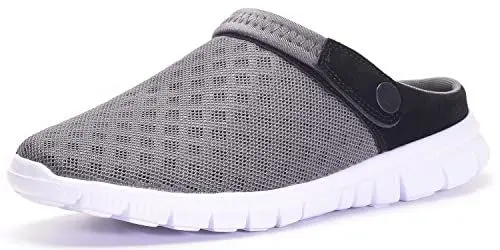 Produktbild: Damen Herren Clogs Hausschuhe Gartenschuhe Sommer Badelatschen Strand Schuhe Sandalen Pantoletten, Dunkel Grau, 43 EU