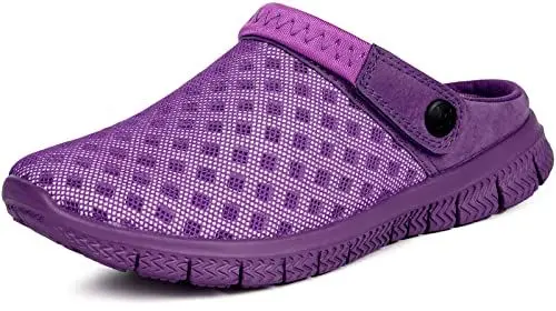 Produktbild: Damen Herren Clogs Hausschuhe Gartenschuhe Sommer Badelatschen Strand Schuhe Sandalen Pantoletten, Reines Lila, 37 EU