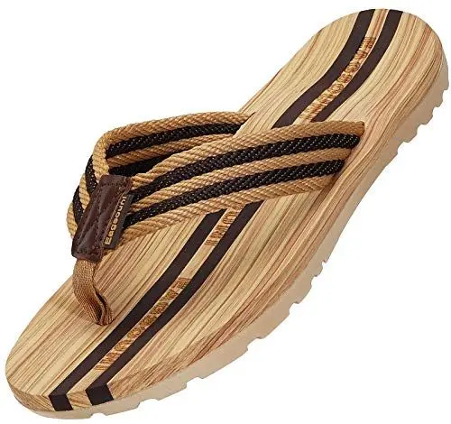 Produktbild: Zehentrenner Damen Herren Flip Flops Sommer Badelatschen Hausschuhe Bade Sandalen Strand Pantoletten, Braun, 39 EU
