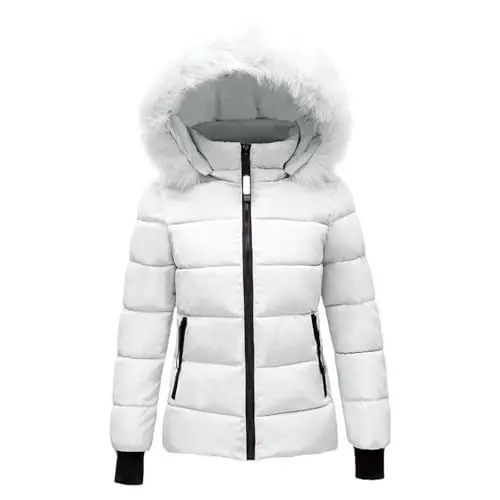 Produktbild: Frauen Reflektierende Reitjacke Mädchen Mit Damen Wintermantel mit Kapuze, warm, gesteppt, dicke Pufferjacke, Winter-Baumwolljacke mit Kapuze, Teenager Mädchen Herbst Herbstjacke Mädchen (White, XXXL)