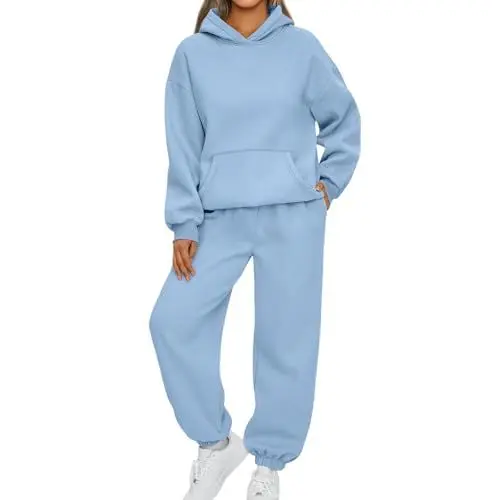 Produktbild: Generisch Trainingsanzug Damen Winter Sportanzug Warm Jogginganzug Oversize Outfit Hausanzug Zweiteiler Loungewear Tracksuit Freizeitanzug Meine Bestellungen Anzeigen(A15 Sky Blue,S)