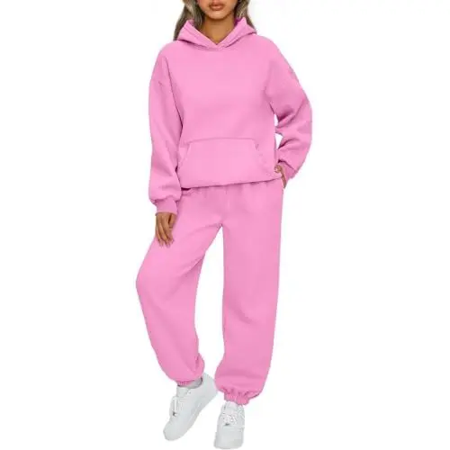 Produktbild: Streatwear Damen Trainingsanzug Langarm Jogger Bekleidungsset Hoodies Jogginganzug Lässig Freizeitanzug Elegant Angebote (2: Hot Pink, S)