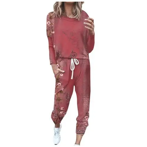 Produktbild: Damen Jogginganzug Zweiteiler Outfit 2 Stück Outfit Casual Bekleidung Anzug Zweiteiler Oversize Mode Sportlich Outfits Set Outfits Sweatshirt Ohne Kapuze Mit und Sweatpants Tracksuits Sweatanzug