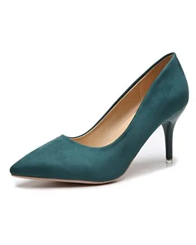 Produktbild: Damen Kätzchen Fersen Wildleder Hof Schuhe Hochzeit Stilettos High Heels Büro Schuhe Party Mode Sandalen Spitze Heels