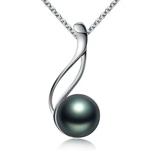 Produktbild: VIKI LYNN Tahiti Perlenkette für Damen 9-10mm Runde Tahiti Zuchtperlen Anhänger mit 925 Sterling Silber