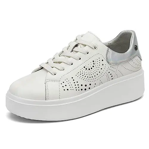 Produktbild: Damen Klassische Oxford Schnürhalbschuhe, komfortabel casualschuhe für Frauen Weiß 40