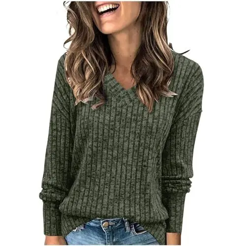 Produktbild: Damen Kleidung häkelpullover Damen Sommer Dicker Pullover Damen Pullover Damen sportlich katzenpullover Strickpullover dunkelgrün Damen weihnachtspulli Partnerlook Damen Strickpullover